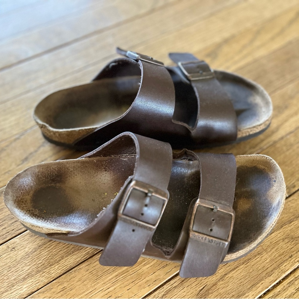 Women’s Birkenstock Arizona Sandals Birks Size 39 8/ 8 1/2 Brown Leather Straps